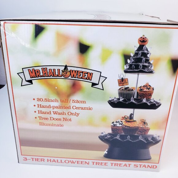 Mr. Halloween 3 Tier Halloween Christmas Pumpkin Tree Treat Server Stand Black - Picture 4 of 4